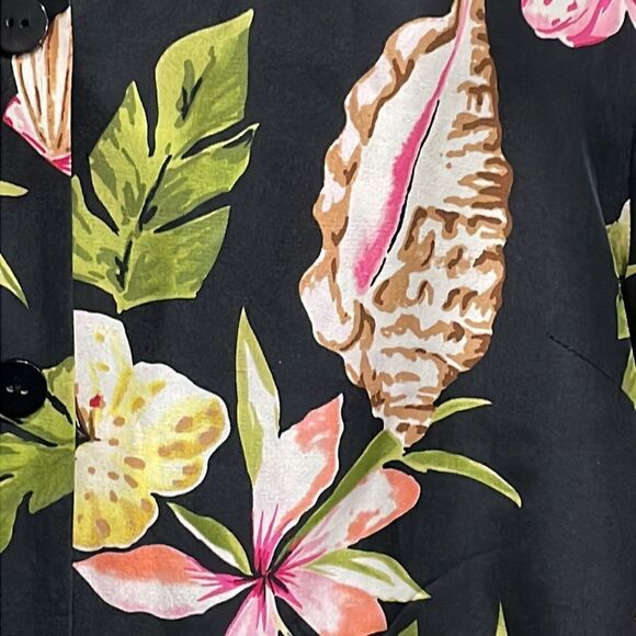 NWOT Silkland Hawaiian Button Down Blouse. Size 1X 18/20 plus 100% silk - Picture 4 of 9